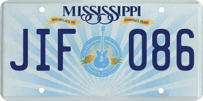 MS license plate JIF086