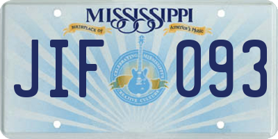 MS license plate JIF093