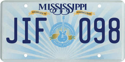 MS license plate JIF098