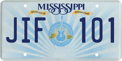 MS license plate JIF101