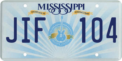 MS license plate JIF104