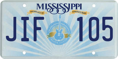 MS license plate JIF105