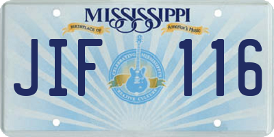 MS license plate JIF116
