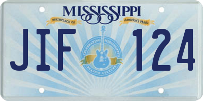 MS license plate JIF124