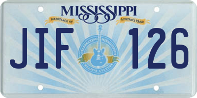 MS license plate JIF126