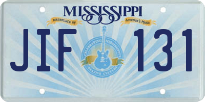 MS license plate JIF131