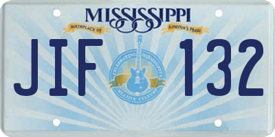 MS license plate JIF132