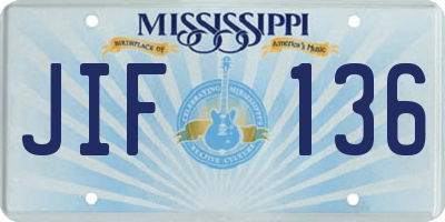 MS license plate JIF136