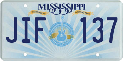 MS license plate JIF137