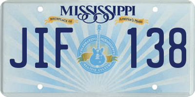 MS license plate JIF138