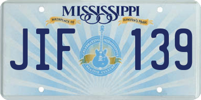 MS license plate JIF139