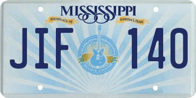 MS license plate JIF140