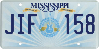 MS license plate JIF158