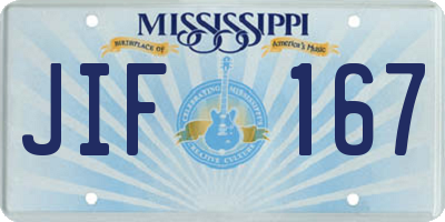 MS license plate JIF167