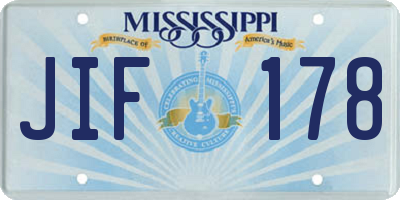 MS license plate JIF178