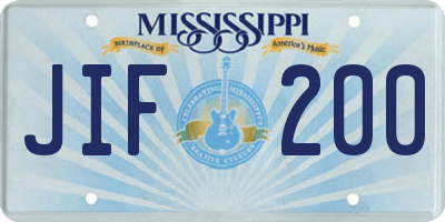 MS license plate JIF200