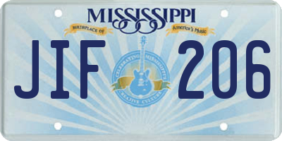 MS license plate JIF206