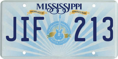 MS license plate JIF213