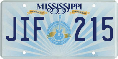 MS license plate JIF215