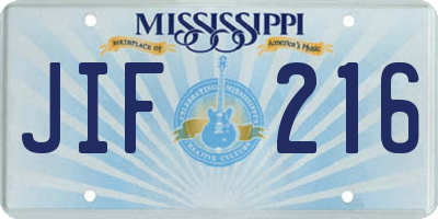 MS license plate JIF216