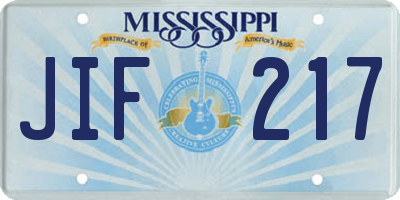 MS license plate JIF217