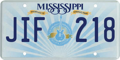 MS license plate JIF218
