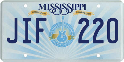 MS license plate JIF220