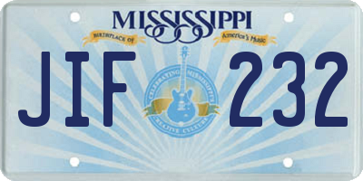 MS license plate JIF232