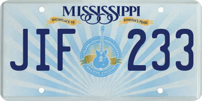 MS license plate JIF233
