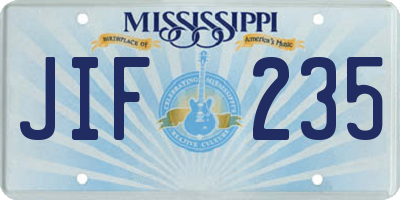 MS license plate JIF235