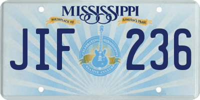 MS license plate JIF236