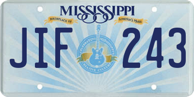 MS license plate JIF243