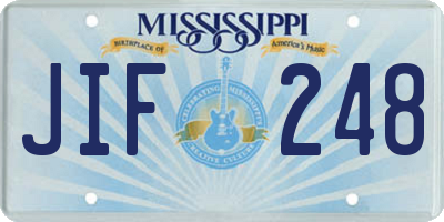 MS license plate JIF248
