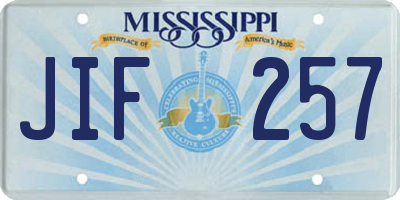 MS license plate JIF257