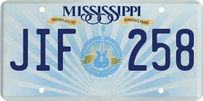 MS license plate JIF258