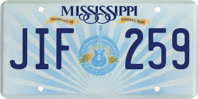 MS license plate JIF259