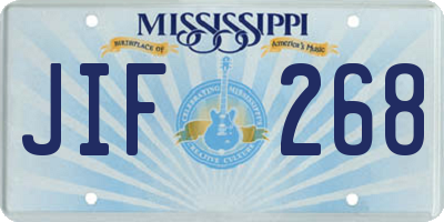 MS license plate JIF268