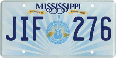 MS license plate JIF276