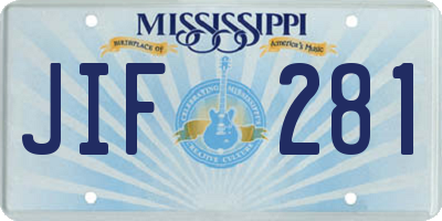 MS license plate JIF281