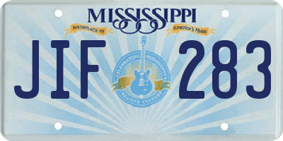 MS license plate JIF283