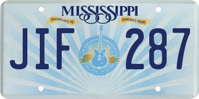 MS license plate JIF287