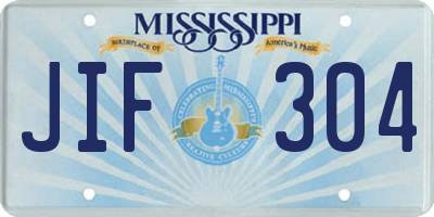 MS license plate JIF304