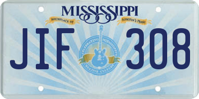 MS license plate JIF308