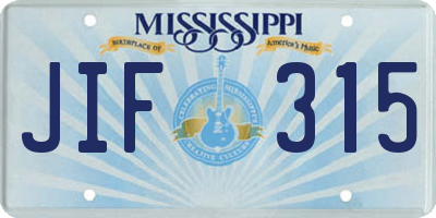 MS license plate JIF315
