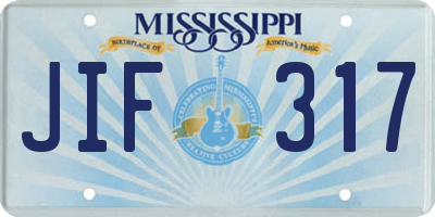 MS license plate JIF317