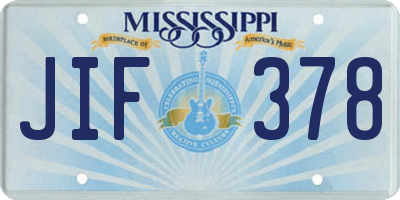 MS license plate JIF378