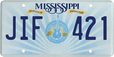 MS license plate JIF421