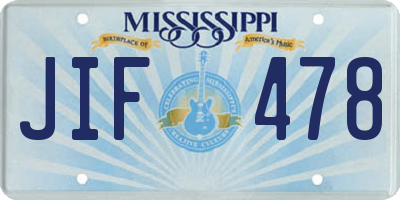 MS license plate JIF478