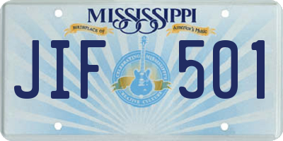 MS license plate JIF501