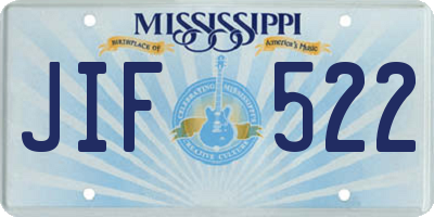 MS license plate JIF522